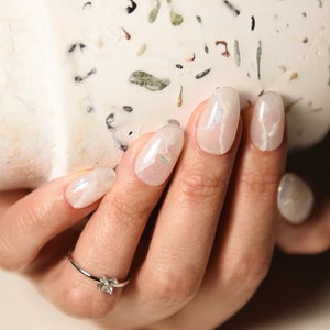 WINTER CRYSTAL acrylic STONE | Glossy | Handpainted press on nails | Fake | Stiletto Oval Almond Square Coffin Balerina | Long Medium Short