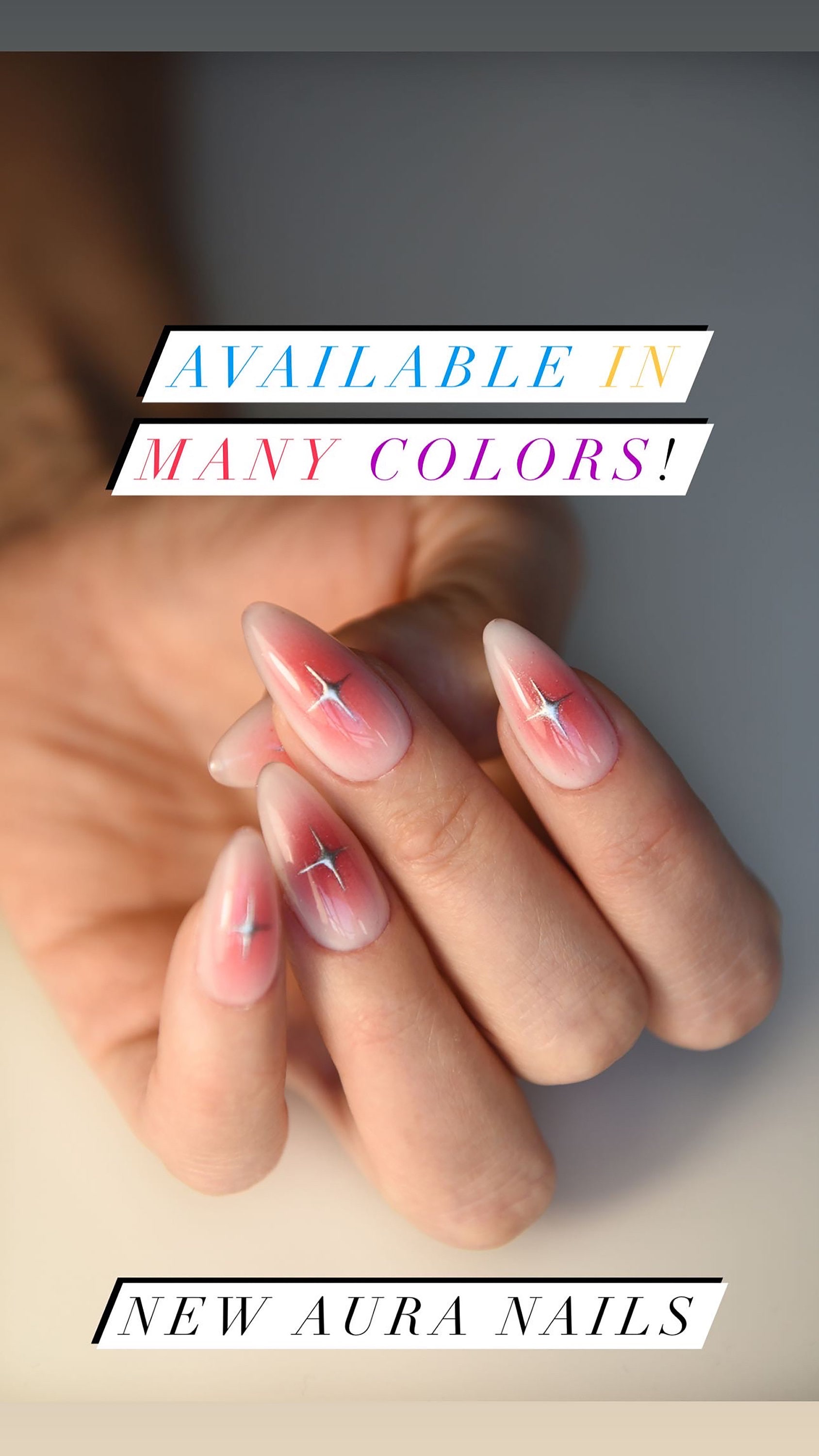 Handmade Silver Stars Press on Nails | Blush Spring, Stiletto Almond Oval -  Etsy Israel, image size:1688x3000