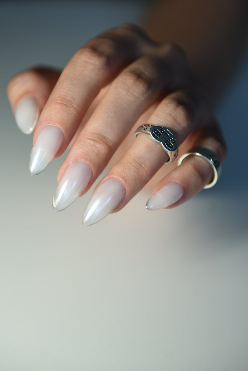 GLAZED DONUT MILKY Celebrity Nails Glossy Handpainted press on nails Stiletto Oval Almond Square Coffin Balerina Long Medium Short image 4