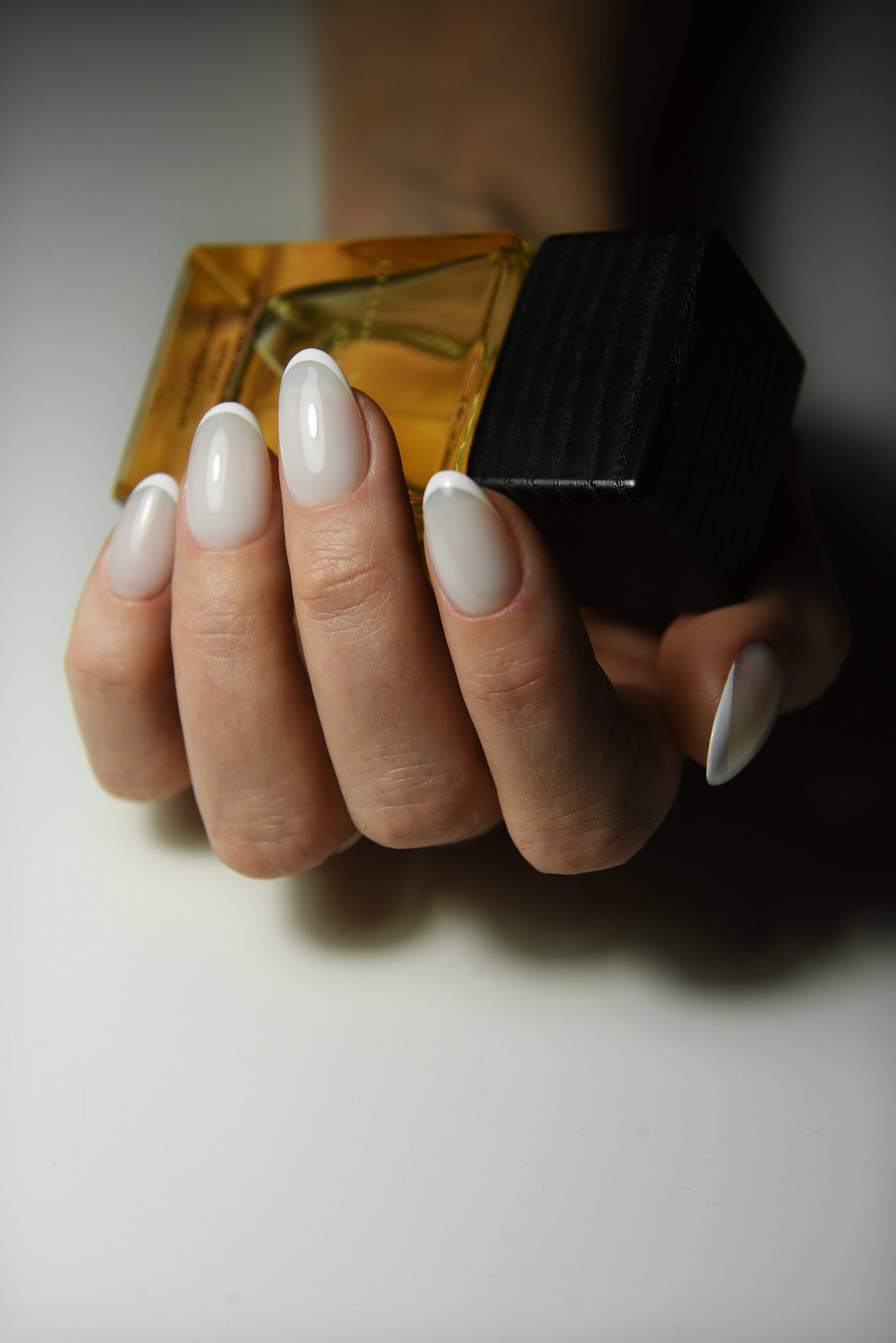 Milky French Press on Nails | Oval Stiletto False Nails - Etsy