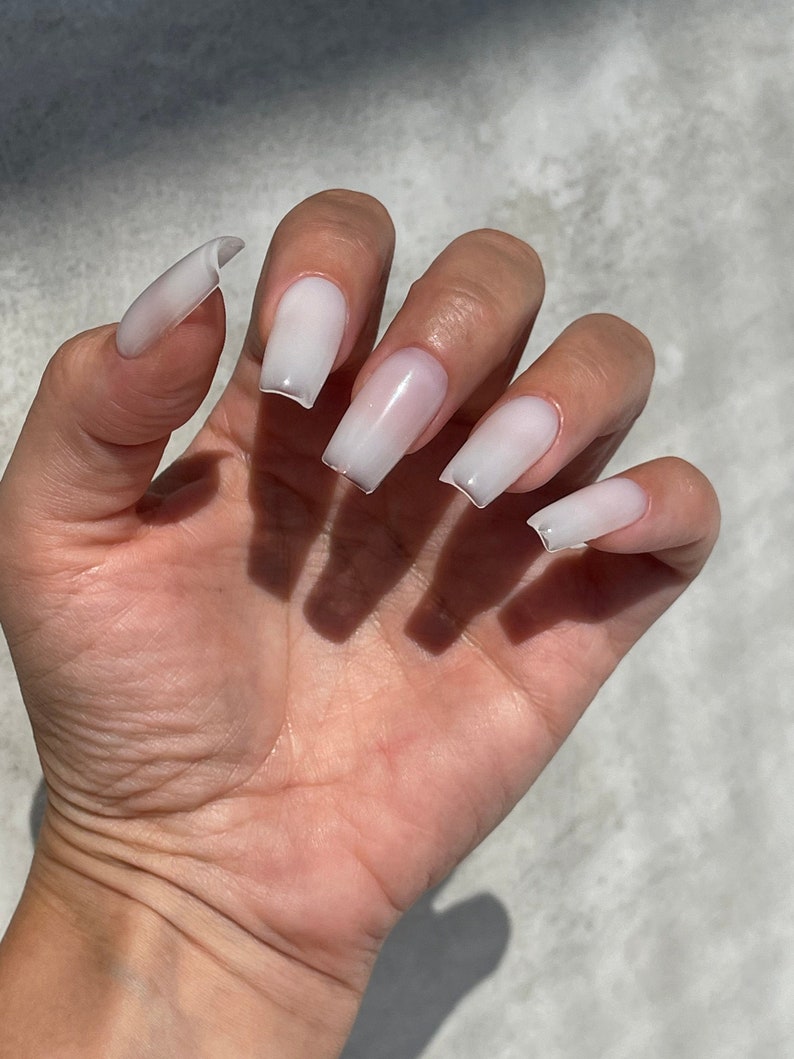 MILKY BTCH ACRYL Matte Glossy Handpainted press on nails Fake nails Stiletto Oval Almond Square Coffin Balerina Long Medium Short image 1