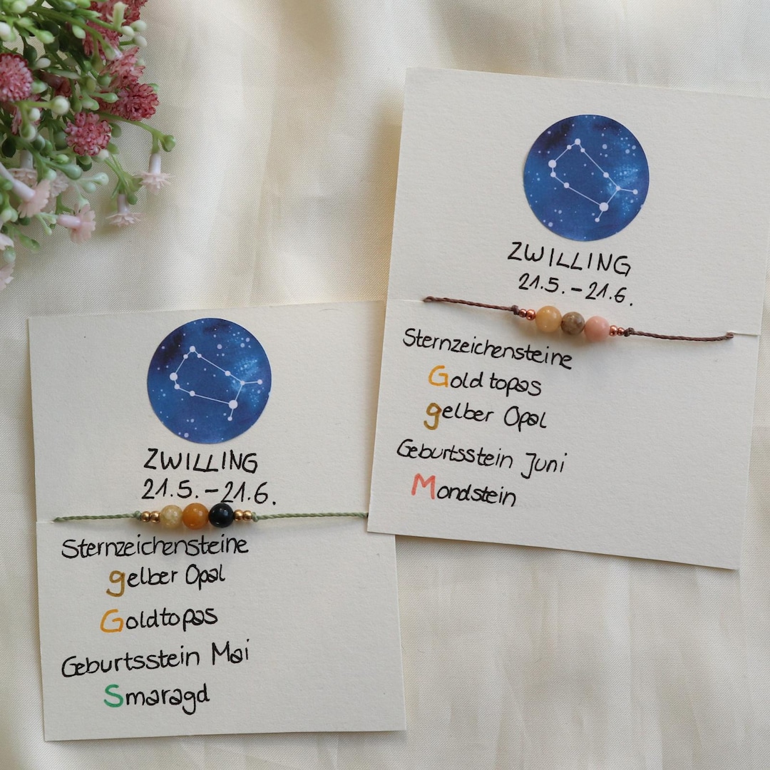 Gemini Zodiac Bracelet, Zodiac Jewelry, Dainty Gemstone Bracelet