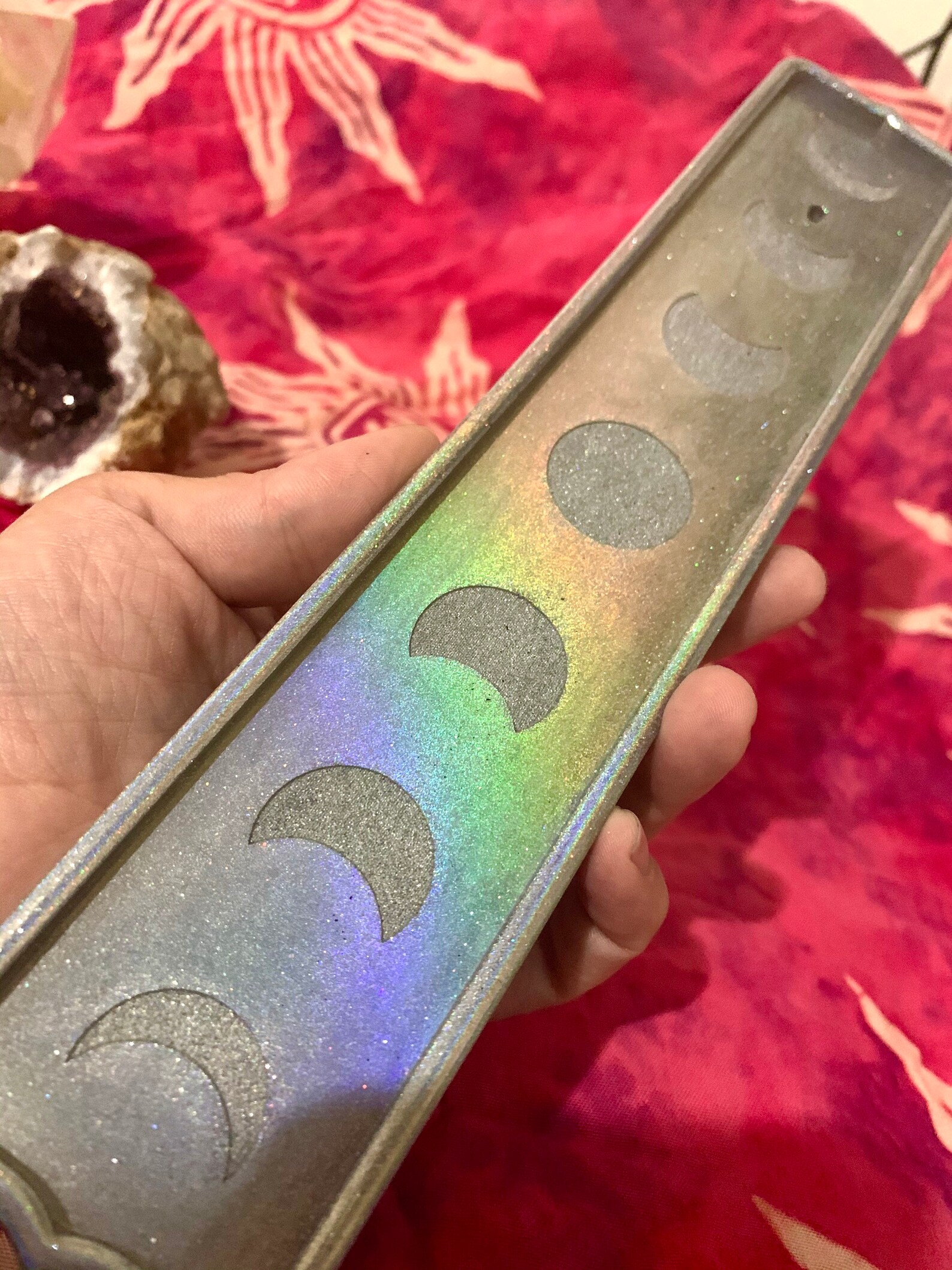 Moon Phases Incense Holder / Moon Child / Iridescent Etsy