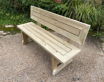 Garden outdoor patio bench with back