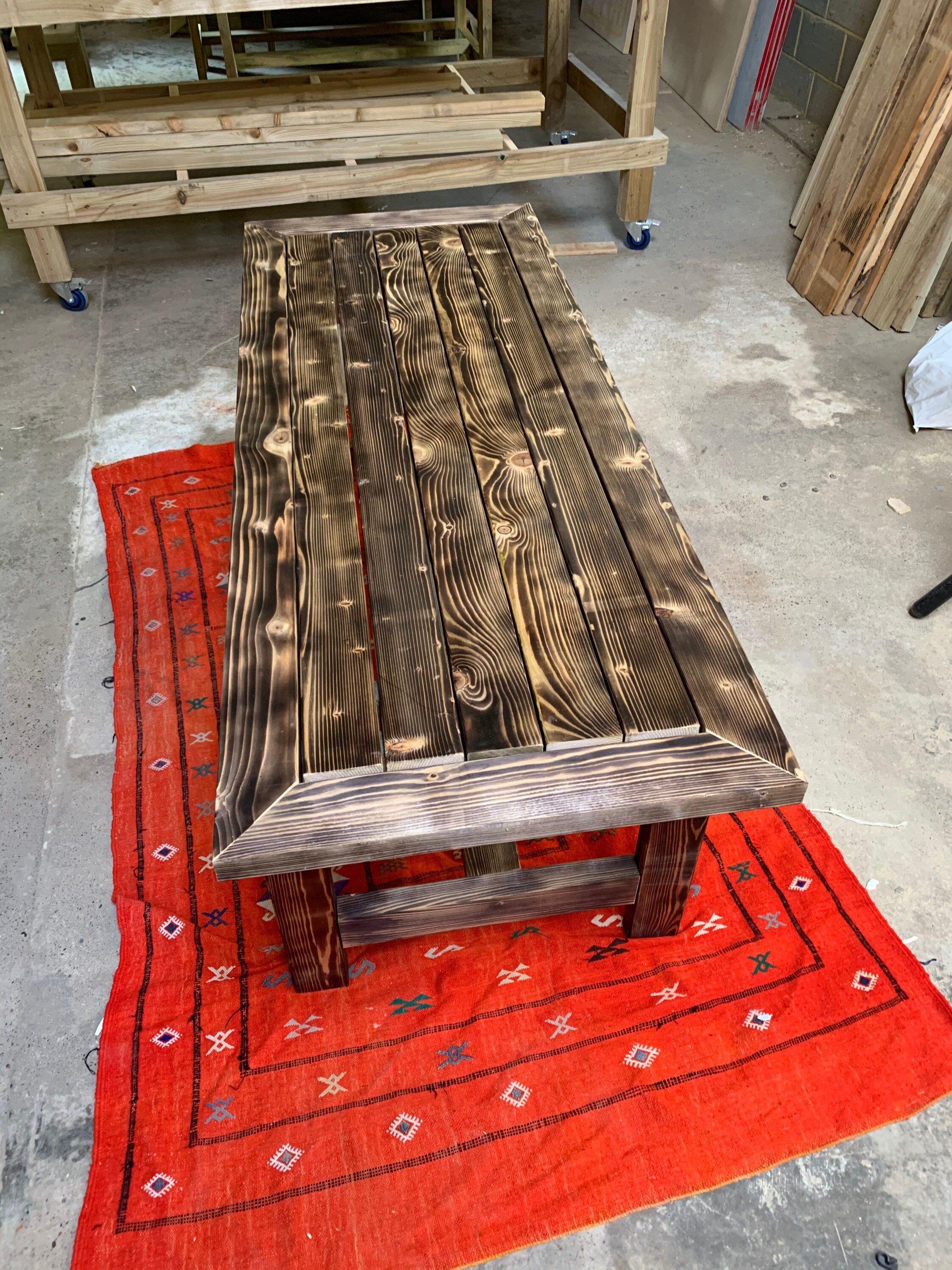 Yakisugi charred wood outdoor table and benches Etsy