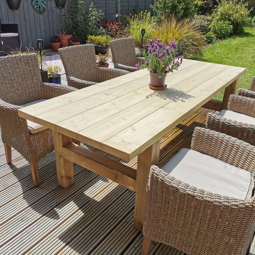 Garden Outdoor Patio Terrace Dining Table H Frame Chunky - Etsy UK
