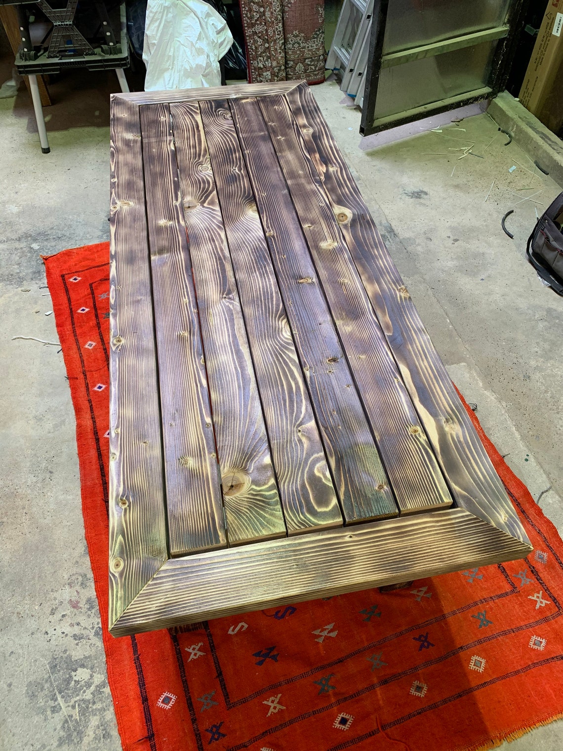 Yakisugi charred wood outdoor table and benches Etsy