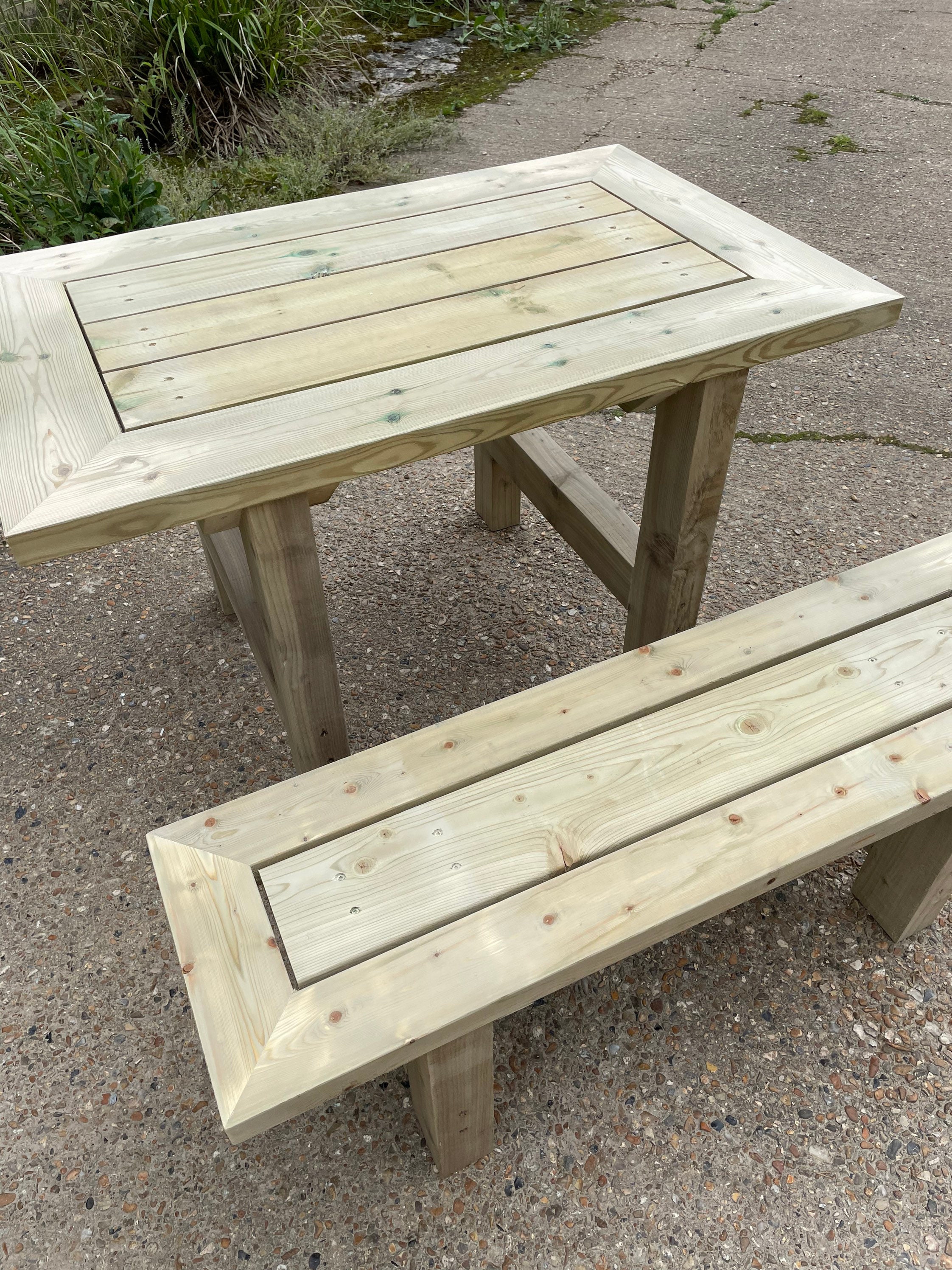 Outdoor table and 2 benches treated Etsy