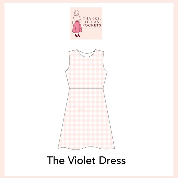 The Violet Dress Gathered Waisted Sleeveless Dress PDF Sewing Pattern SIZES 6-30