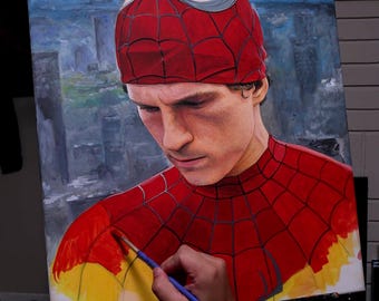 Spider-Man Painting or Print | Peter Parker Portrait by Ryan Atencio | Marvel Fan Art Wall Decor