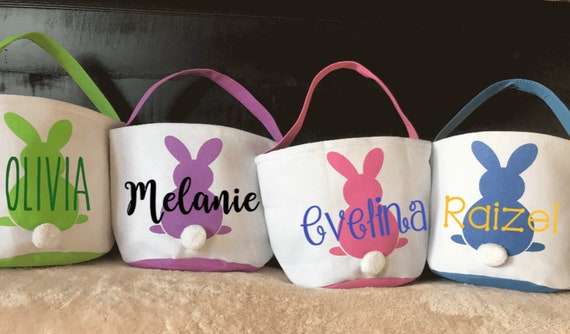 Personalized Easter Basket: Canvas Tote with Bunny Tail