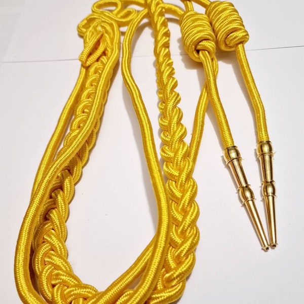 British Army Shoulder Aiguillette Shine Silk Gold & Silver Army Aiguillette Gold Silk Cord.