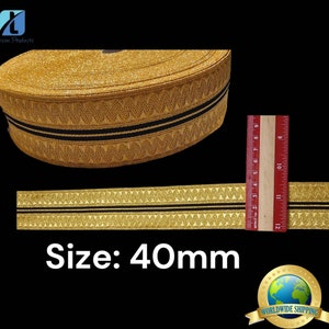Mylar Gold Trim Churchvestments Size &#39;&#39;40MM&quot;&quot; Braid Borders making vestment, Banner, ribbon, Flags, or Uniform.