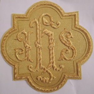 liturgical Applique IHS Emblem Handmade Embroidery.