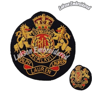 Gestickter Polo Aufnäher für Manteljacken Und Uniformen Bullion Thread mit goldenem Material.