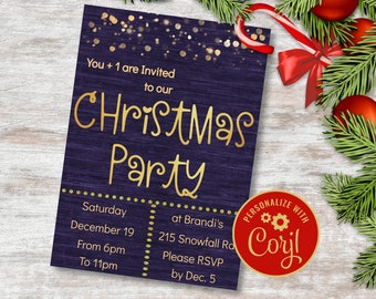 Christmas Party Invitation, Holiday Party Invitation, Printable Christmas Invite, Editable Digital Download Invitation