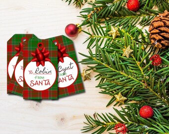 Christmas Gift Tags, Gift Tags From Santa, Printable Gift Tags, Holiday Favor Tags, 2x3.5 Gift Tags