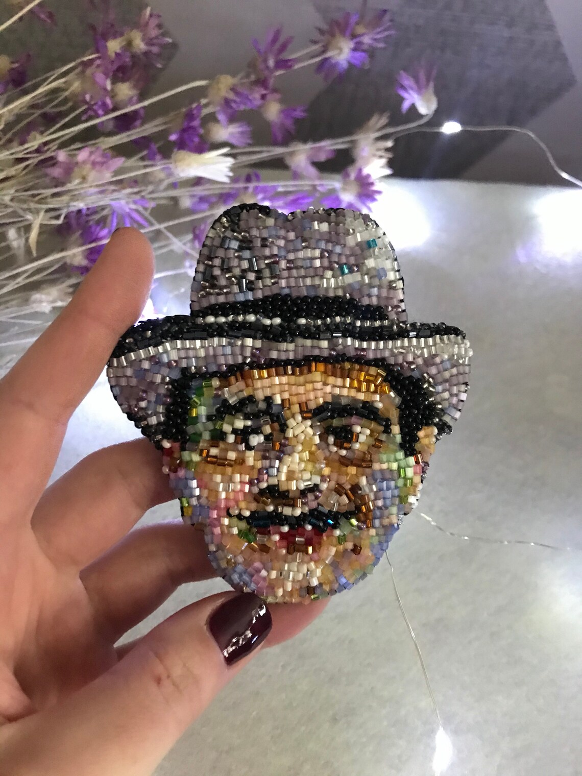 Poirot brooch Poirot handmade embroidery beaded brooch Etsy