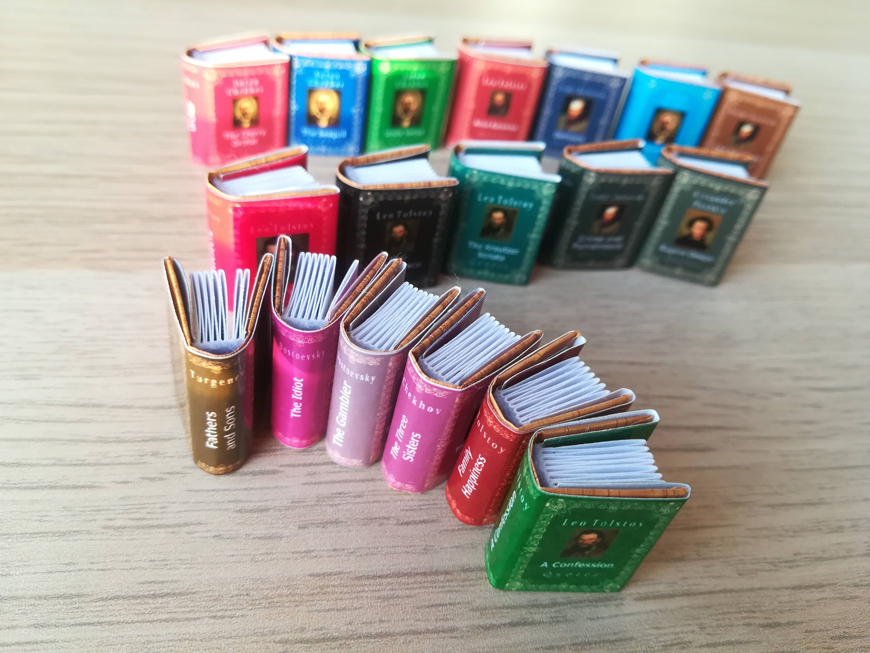Russian classical literature, miniature books with quotes 1:12 scale,…