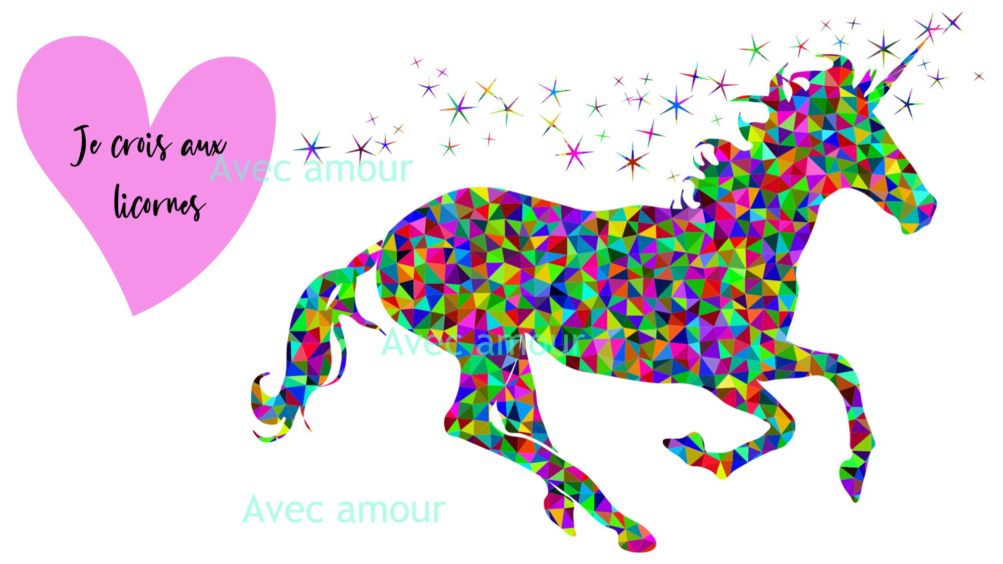 I Believe in Unicorns French. Stunning Colors Printable Art Etsy