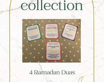 4 Ramadan Duas! Flashcard Set! Muslim homeschool, islamic learning, islamic flashcards, Duas, eid gift. Ramadan for kids, ramadan gift.