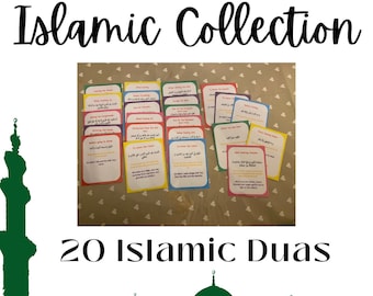 Basic Duas Set (20 DUAS INCLUDED!) , Muslim homeschool, islamic learning, islamic flashcards, Duas, eid gift. Muslim prayers. Duaas