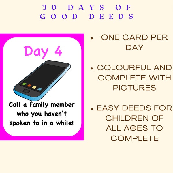 30 Day Ramadan Good Deeds! Flashcard Set! Ramadan Gift, good deeds, eid gifts, ramadan gift for children- Instant Download, Printable.