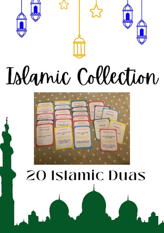 Basic Duas Set (20 DUAS INCLUDED!) , Muslim homeschool, islamic learning, islamic flashcards, Duas, eid gift. Muslim prayers. Duaas