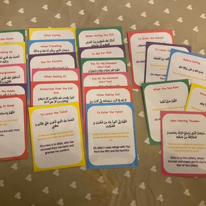 Grundläggande Duas-set (20 DUAS INGÅR!), muslimsk hemskola, islamisk inlärning, islamiska flashcards, Duas, eid-present. Muslimska böner. Duaas bild 3