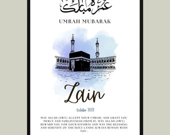 A4 Personalised Umrah Frame, Umrah Mubarak, Umrah Print, Umrah Gift, Umrah frame, Umrah Duas, Islamic Gift, Eid Gift, Hajj gift, Haj Mubarak