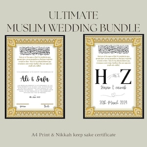 A4 Luxus Nikkah Zertifikat, Islamischer Premium A4 Hochzeitsvertrag, Nikkah Nama, Muslimische Heiratsurkunde, Nikkah Mubarak Geschenk, Islamisch