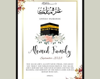 A4 Personalised Umrah Frame, Umrah Mubarak, Umrah Print, Umrah Gift, Umrah frame, Umrah Duas, Islamic Gift, Eid Gift, Hajj gift, Haj Mubarak