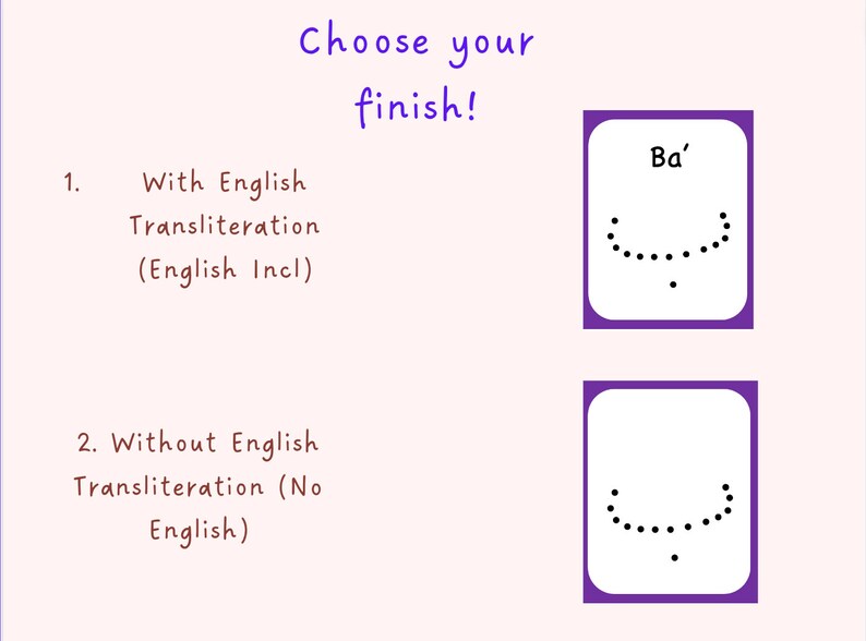 Peut inclure: Une capture d'&eacute;cran d'une ressource d'apprentissage num&eacute;rique proposant deux options pour apprendre l'alphabet arabe. La premi&egrave;re option est d'apprendre avec la translitt&eacute;ration anglaise, et la deuxi&egrave;me option est d'apprendre sans la translitt&eacute;ration anglaise. L'image montre la lettre arabe "Ba'" &eacute;crite en pointill&eacute;s.
