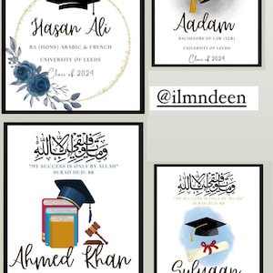 A4 Personalisierter Islamischer Abschlussrahmen, Islamisches Abschlussgeschenk, Muslimisches Abschlussgeschenk, Islamische Geschenke, Islamische Rahmen, Abschlussdruck