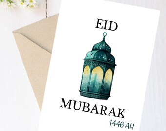 Tarjeta/sobre de felicitación de Eid Mubarak, tarjeta de felicitación de Eid, Eid 2025, regalos islámicos, regalo personalizado de Eid, paquete múltiple, A5, tarjeta de regalo de Eid, tarjetas de Eid