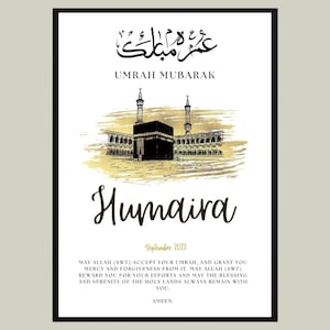 A4 Personlig Umrah-ram, Umrah Mubarak, Umrah-tryck, Umrah-gåva, Umrah-ram, Umrah Duas, islamisk gåva, Eid-gåva, Umrah Essentials-gåva