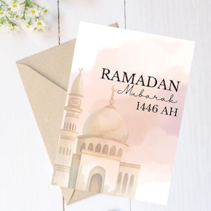 Ramadan Mubarak Multipack Grußkarte/Umschlag, Ästhetische Ramadan Grußkarte,Ramadan Kareem, Ramadan 2025,Islamische Geschenke,Personalisiert