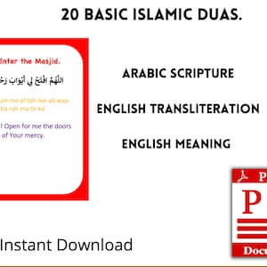 Basic Duas Set (20 DUAS INCLUDED!), Moslemische Schule, islamisch lernen, islamische Karteikarten, Duas, Eid Geschenk - Instant Download, druckbar.