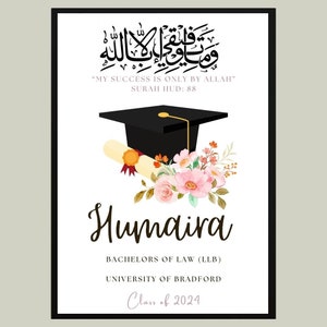 A4 Personalisierter Islamischer Abschlussrahmen, Islamisches Abschlussgeschenk, Muslimisches Abschlussgeschenk, Islamische Geschenke, Islamische Rahmen, Abschlussdruck