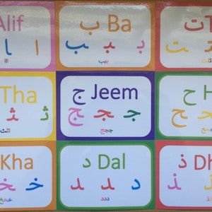 Conjunto de Flashcards sobre a Formação de Letras em Árabe! Início, meio e fim de cada letra em árabe. Alfabeto Árabe, presente de Eid, Alcorão para educação domiciliar.