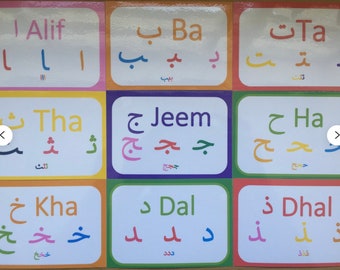 Arabic Letter Formation Flashcard Set! Beg, mid, end of word of each Arabic letter Arabic Alphabet, Eid gift, homeschool Qur'an