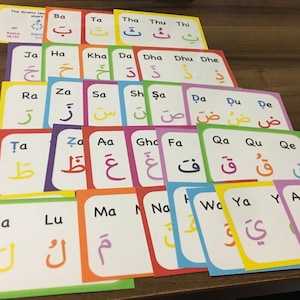 Schede didattiche con le vocali brevi dell'alfabeto arabo! (Damma, Kasra, Fatha) Apprendimento dell'alfabeto arabo, regalo per l'Eid, istruzione parentale del Corano nell'Islam, apprendimento dell'arabo.