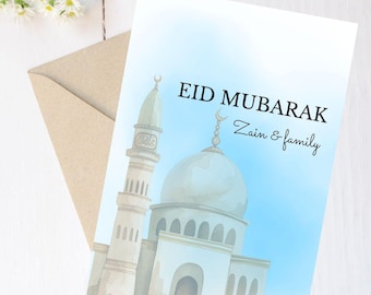 Tarjeta/sobre personalizado de felicitación de Eid Mubarak, tarjeta de felicitación de Eid, Eid 2025, regalos islámicos, regalo personalizado de Eid, paquete múltiple, tarjeta de regalo de Eid,