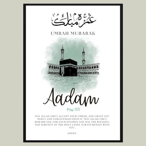Cornice Umrah personalizzata A4, Umrah Mubarak, Stampa Umrah, Regalo Umrah, Cornice Umrah, Umrah Duas, Regalo islamico, Elementi essenziali Umrah, Personalizzato