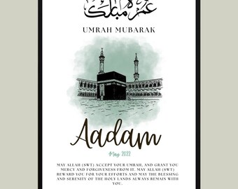 A4 Personalised Umrah Frame, Umrah Mubarak, Umrah Print, Umrah Gift, Umrah frame, Umrah Duas, Islamic Gift, Umrah Essentials, Personalised