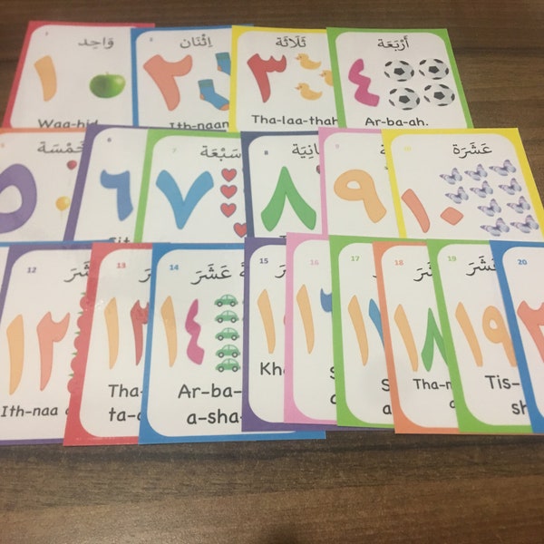 Arabic Flashcards Numbers 1-10, 1-20