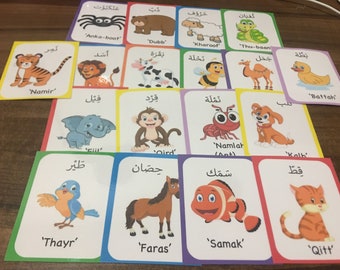 Arabic Animals of the Qur'an Flashcards 18pack!- Learn Qur'an, Muslim homeschool, Islam, Arabic Animals.