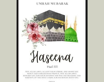 A4 Personalised Umrah Frame, Umrah Mubarak, Umrah Print, Umrah Gift, Umrah frame, Umrah Duas, Islamic Gift, Eid Gift, Hajj gift, Haj Mubarak