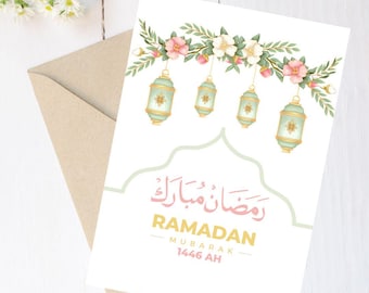Floral Ramadan Mubarak Greeting Card/envelope, Ramadan Greeting Card,Ramadan Kareem, Ramadan 2025,Islamic Gifts,Personalised Ramadan Gift
