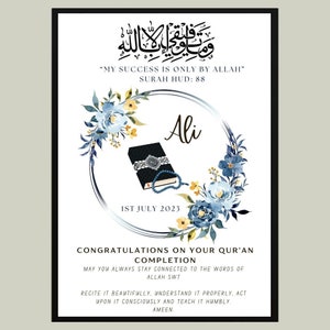 A4 Personalised Quran completion Gift, Hifz Completion Frame, Hifz Quran Frame, Islamic Graduation Frame, Quran Completion Frame, Hifz Gift
